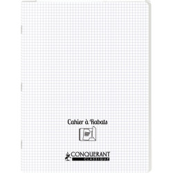 Piqûre 96 pages avec 2 rabats, format 24x32 cm, quadrillé 5x5 90g, cou