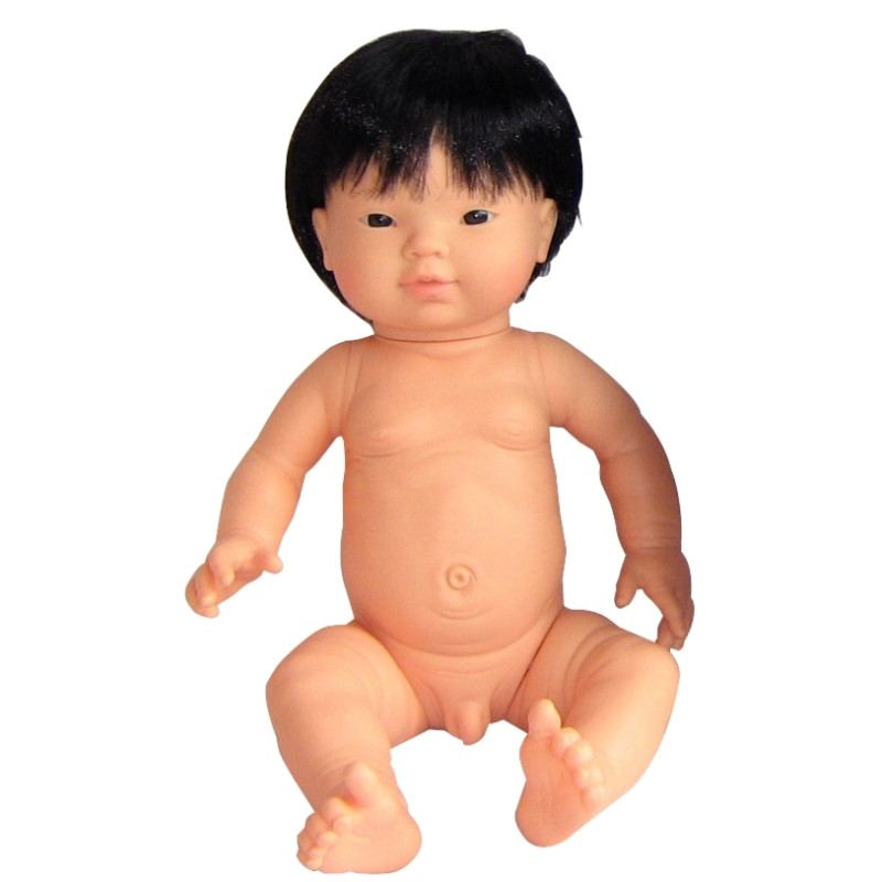 Poupée garçon asiatique avec cheveux 42 cm