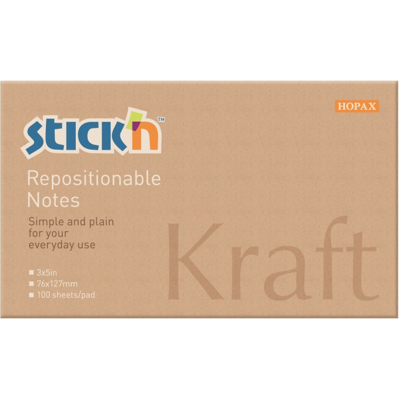 Lot de 12 blocs repositionnables 76 x 127 mm kraft