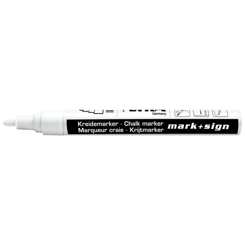 Marqueur craie pointe ogive 2-4mm blanc