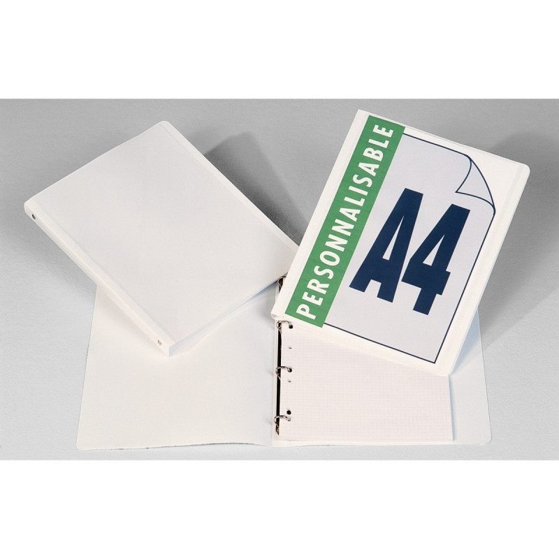 Classeur personnalisable en polypropylène, format A4, dos 2 cm, blanc