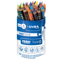 Pot de 36 crayons de couleur triple one assortis