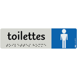 Plaque aluminium de signalisation avec texte en braille "Toilettes Hom