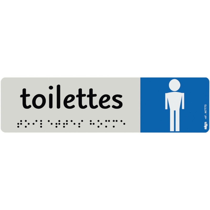 Plaque aluminium de signalisation avec texte en braille "Toilettes Hom