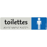 Plaque aluminium de signalisation avec texte en braille "Toilettes Hom