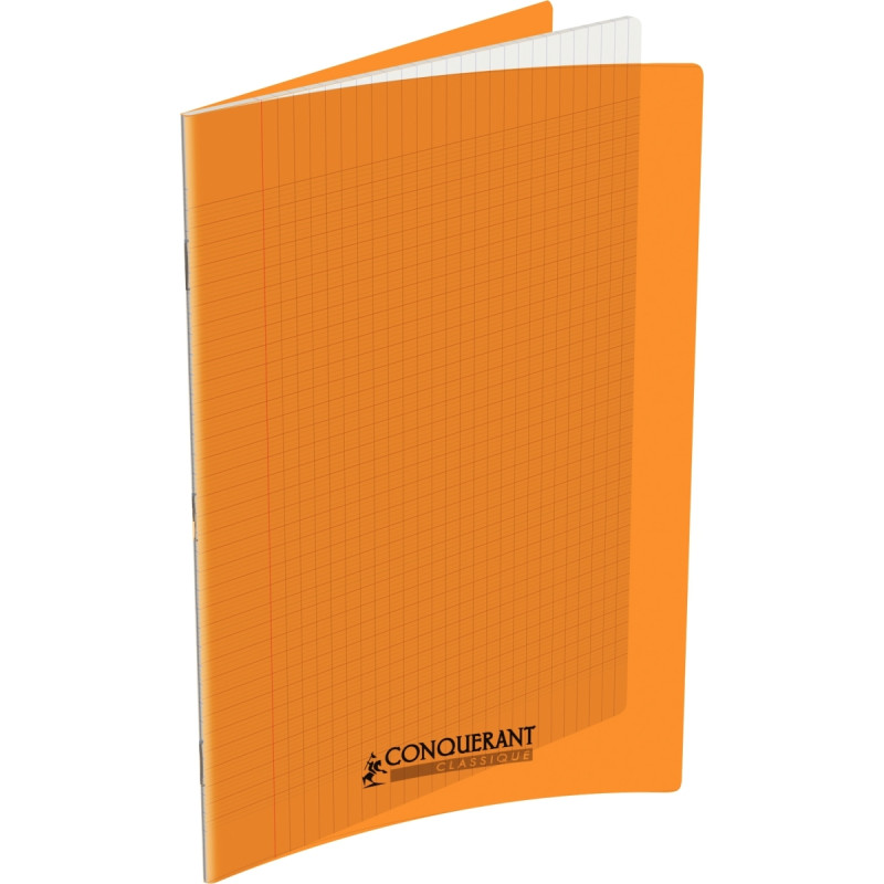 Piqûre 48 pages CONQUERANT, 24x32 cm, seyès, couv PP orange