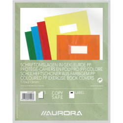 Paquet de 5 protège-cahiers PP opaque + étiquette, format A5, coloris
