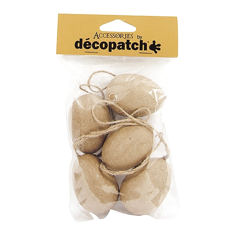 Lot de 5 oeufs en carton brun + fil