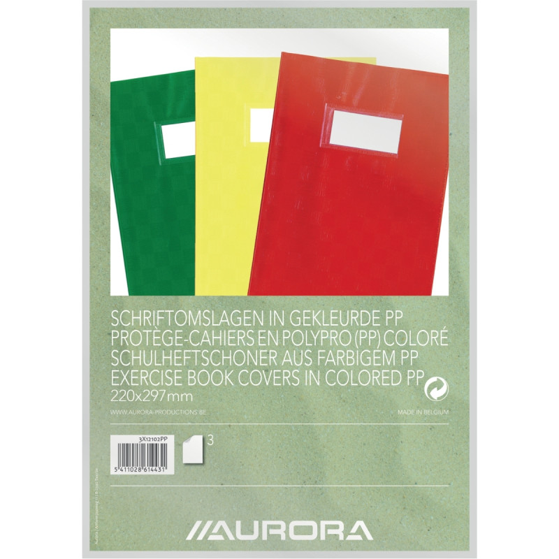 Paquet de 3 protège-cahiers PP opaque + étiquette, format A4, coloris