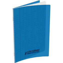 Piqûre 32 pages CONQUERANT, 17x22 cm, seyès, couv PP bleu