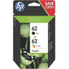 HP 62 pack de 2 cartouches d'encre noire et trois couleurs authentique