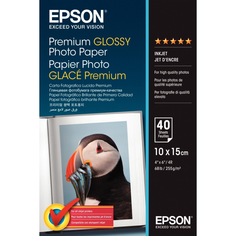 Paquet de 40 feuilles de papier photo premium glacé marque Epson forma