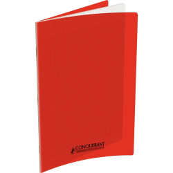 Piqûre 48 pages CONQUERANT, 24x32 cm, seyès, couv PP rouge