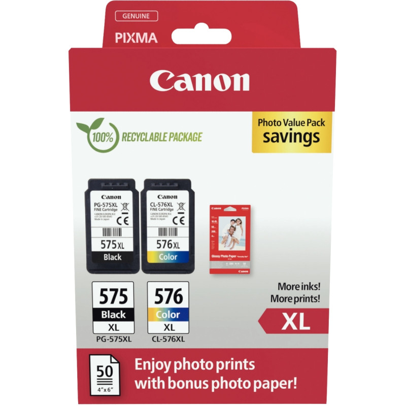 Canon 575XL/576XL lot 2 cartouches encre noir & couleurs hte capa auth
