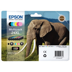 Epson ELEPHANT/24XL lot 6 cart encre NCMJ, cyan clair, magenta clair h