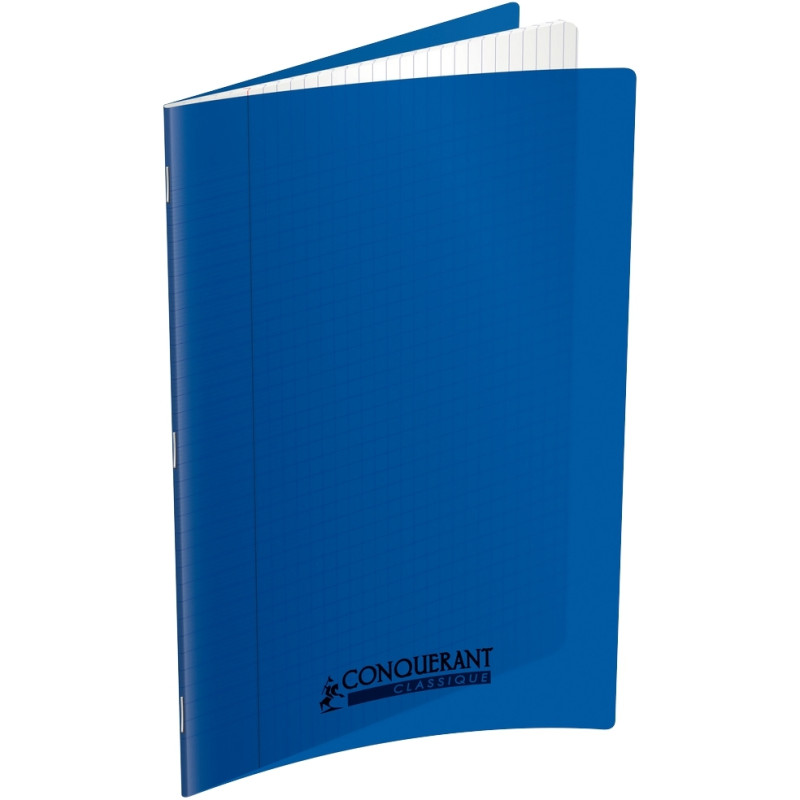 Piqûre 60 pages CONQUERANT, 24x32 cm, seyès, couv PP bleu