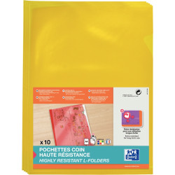 Paquet de 10 pochettes coin en PVC lisse 15/100ème, jaune