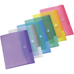 Paquet de 12 enveloppes en polypropylène pour format A4, coloris assor