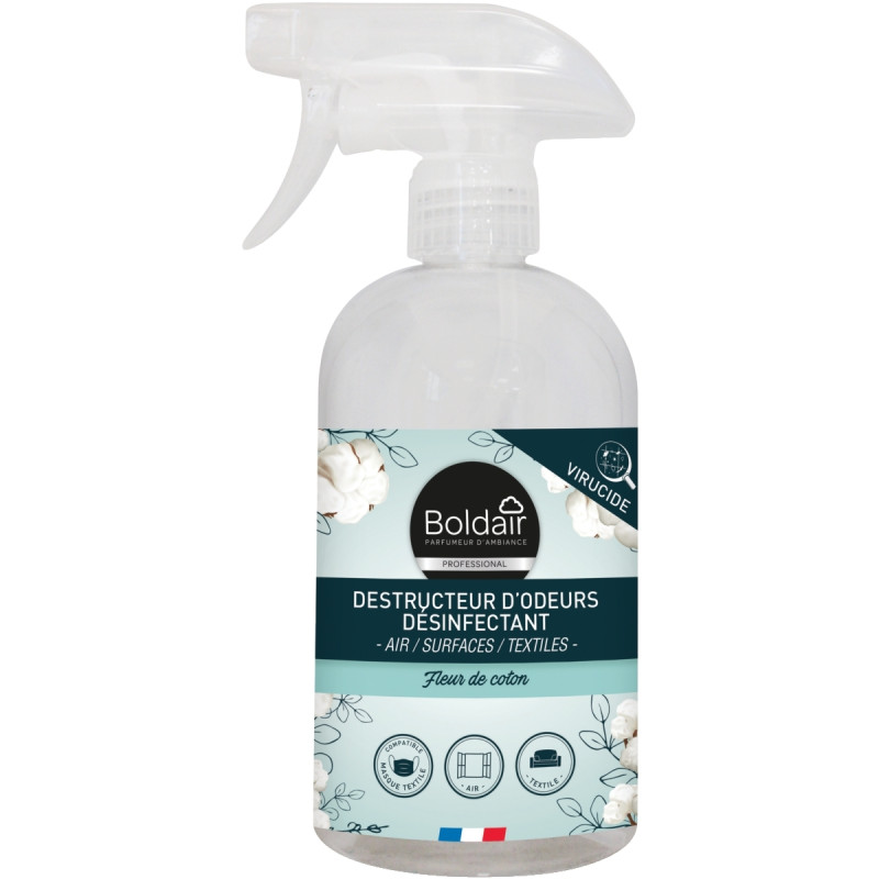 Spray 500ml destructeur d'odeur Fleur de coton