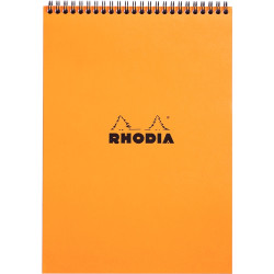 Bloc-notes à reliure intégrale RHODIA orange, format A4, 160 pages, qu