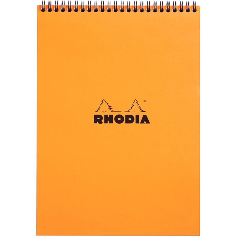 Bloc-notes à reliure intégrale RHODIA orange, format A4, 160 pages, qu