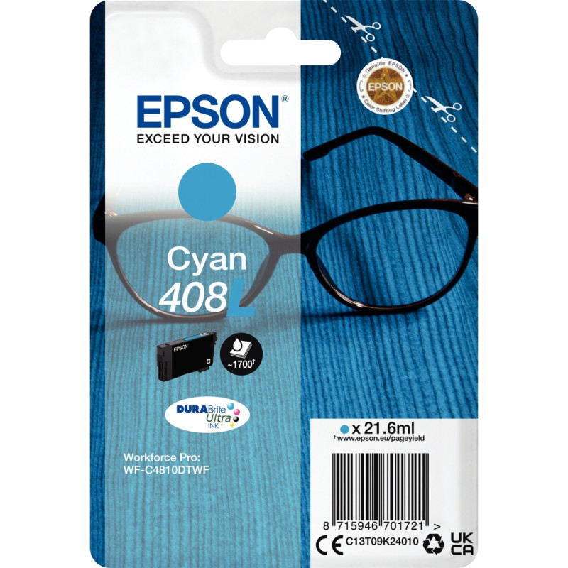 Epson LUNETTES / 408XL cartouche jet d'encre cyan haute capacité authe