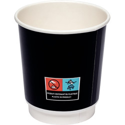 Paquet de 20 gobelets en carton double parois noir 12 cl