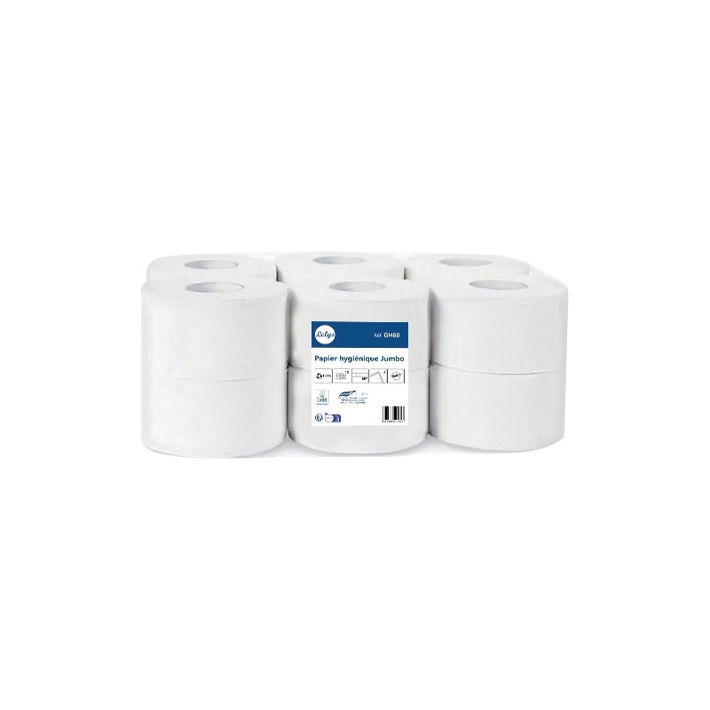 Lot de 12 rouleaux papier hygiénique Jumbo 2 plis