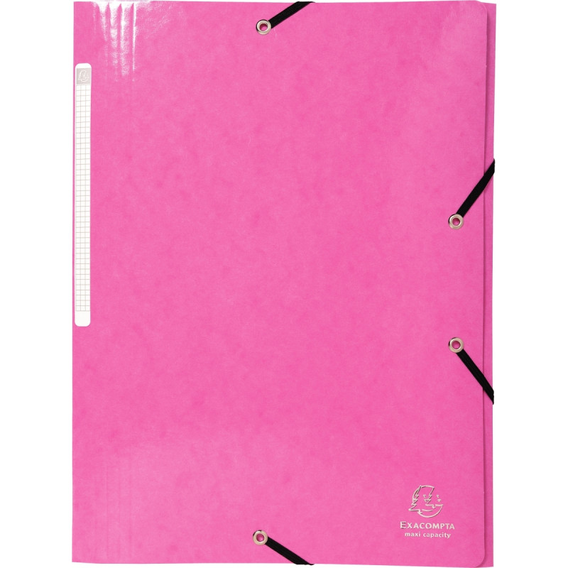 Chemise 3 rabats à élastiques en carte lustrée 425g, rose