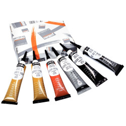 Boîte de 6 tubes à canule cerne relief 20 ml. Assortis : 2 or, noir, a