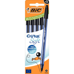 Boîte de 5 stylos bille Cristal Soft noirs