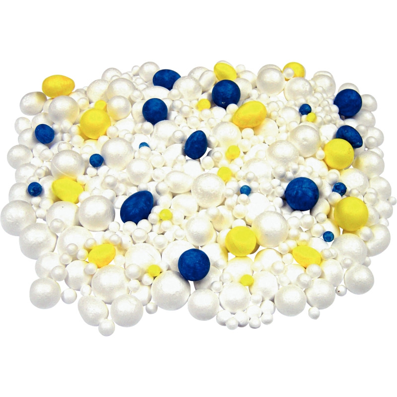 Carton de 600 boules et oeufs en styropor assortis