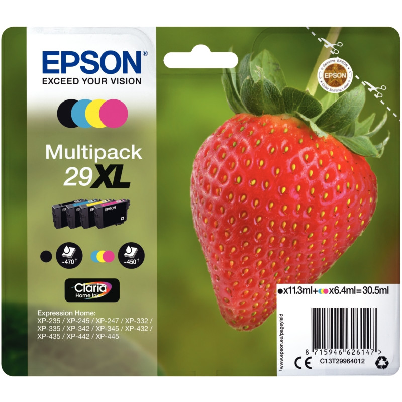 Epson FRAISE / 29XL lot 4 cartouches encre NCMJ haute capacité authent