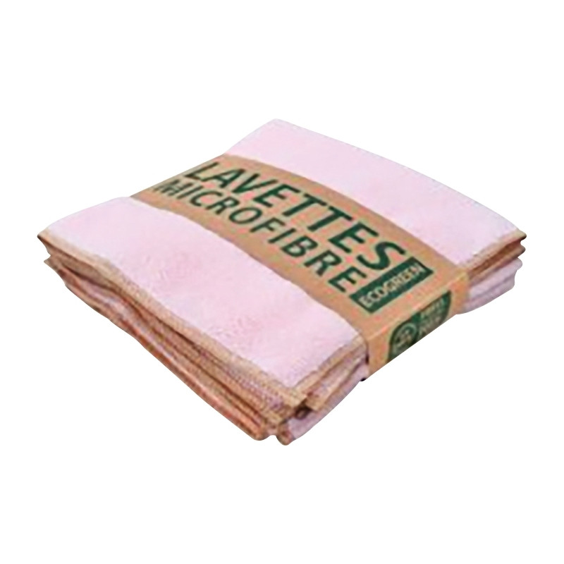 Lavette microfibre recyclée rose 38x38cm 220gr/m² - Lot de 5