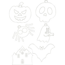 Lot de 36 suspensions Halloween en carton blanc