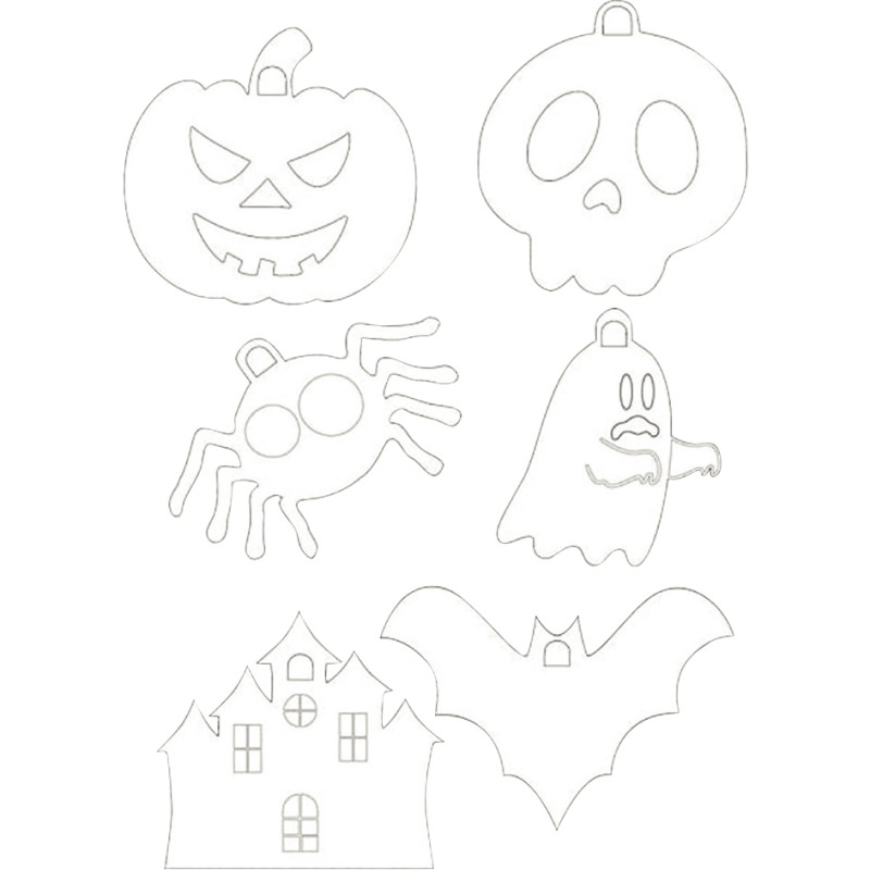 Lot de 36 suspensions Halloween en carton blanc