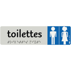 Plaque aluminium de signalisation avec texte en braille Toilettes Homm