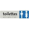 Plaque aluminium de signalisation avec texte en braille Toilettes Homm