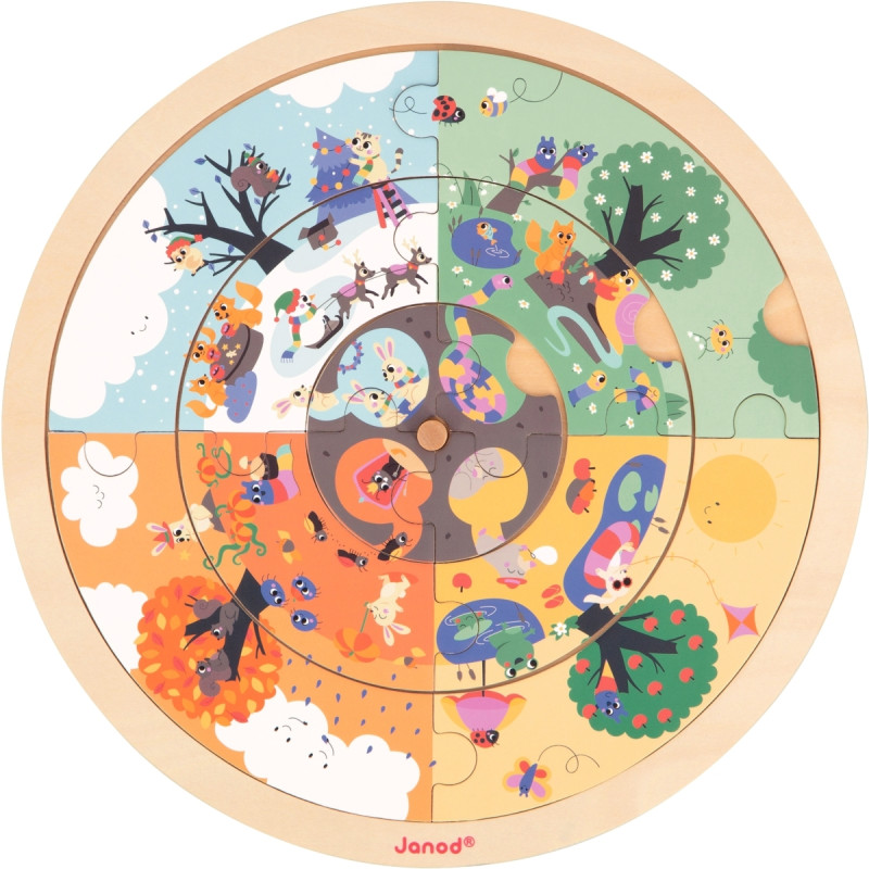 Puzzle d'observation rond recto/verso, le jardin