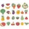 Boite de 24 magnets en bois, fruits et légumes