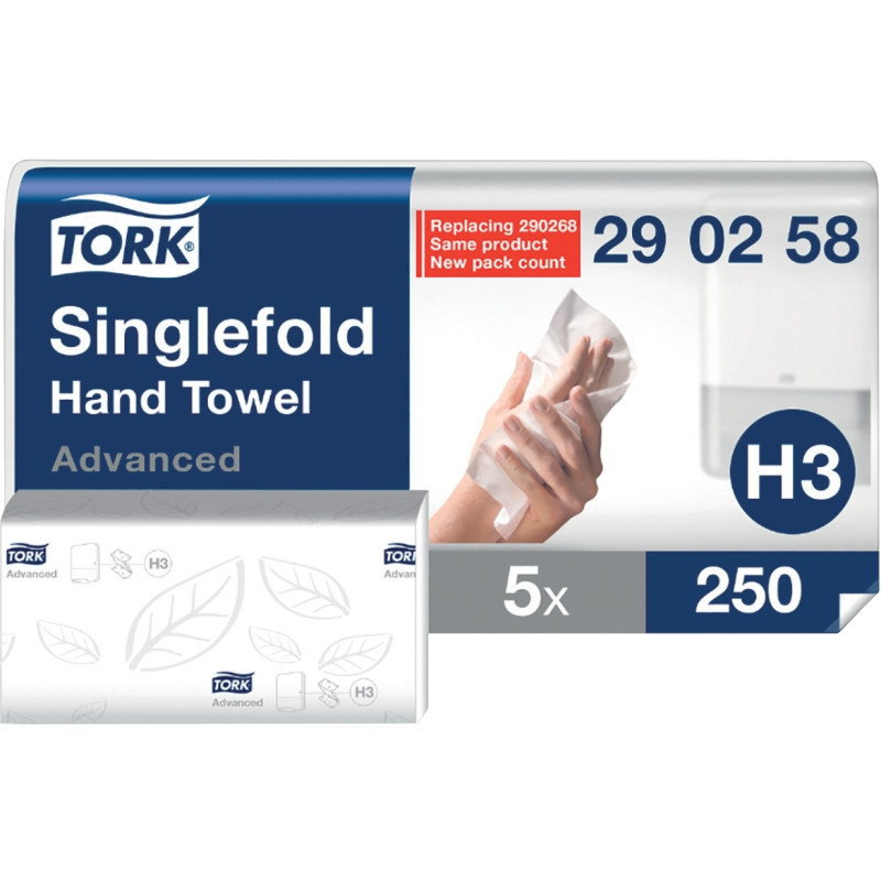 Lot de 1250 essuie-mains H3 pliage V blanc
