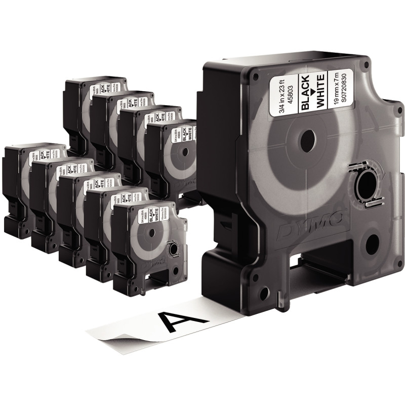 Pack de 10 recharges DYMO D1 19mm noir sur blanc