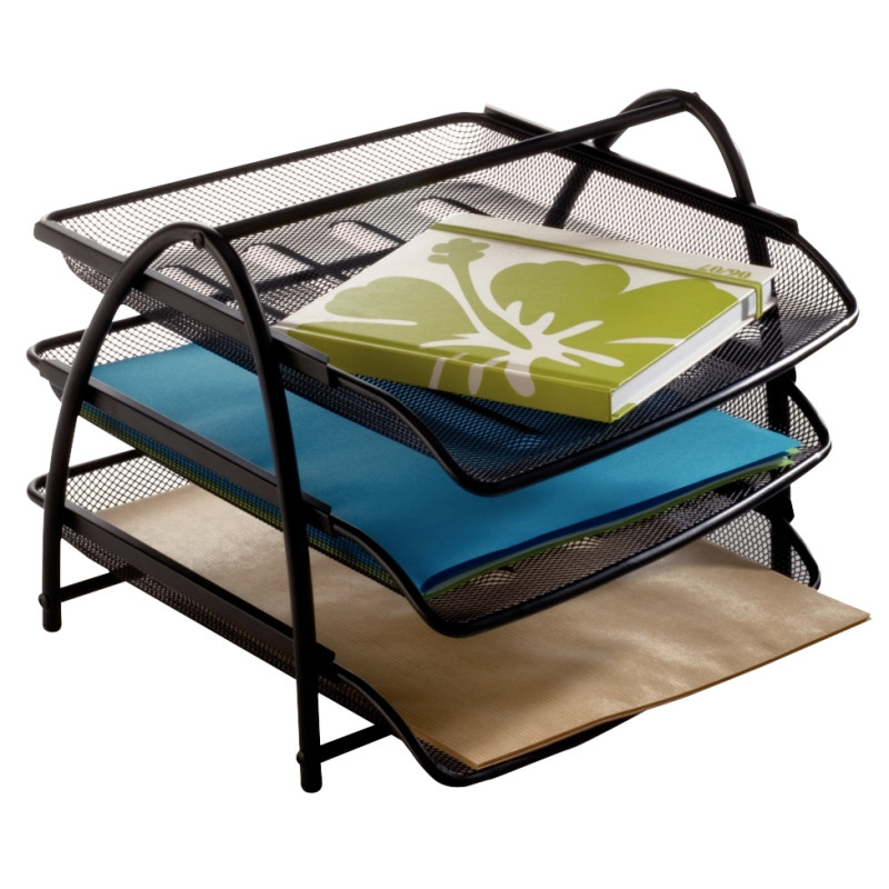 Lot de 3 corbeilles à courrier MESH en métal noires