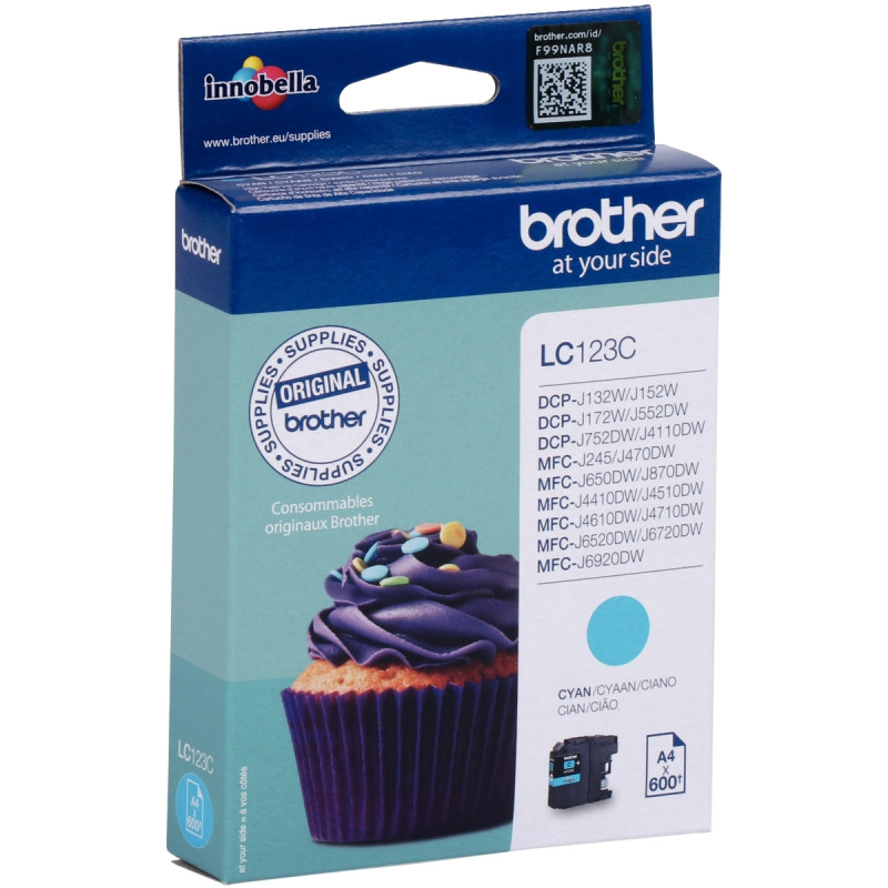 Brother CUPCAKE cartouche jet d'encre cyan authentique (LC123C)