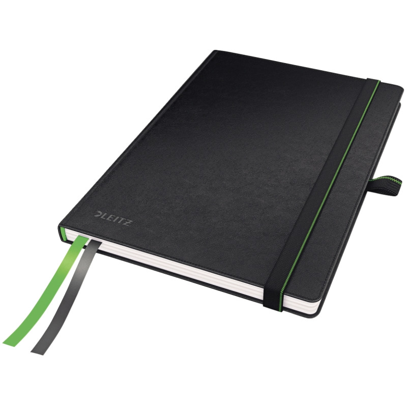 Cahier broché 160 pages LEITZ Complete, format A5, ligné 100g, noir