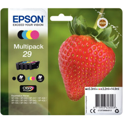 Epson FRAISE / 29 lot 4 cartouches jet d'encre noire, cyan, magenta, j