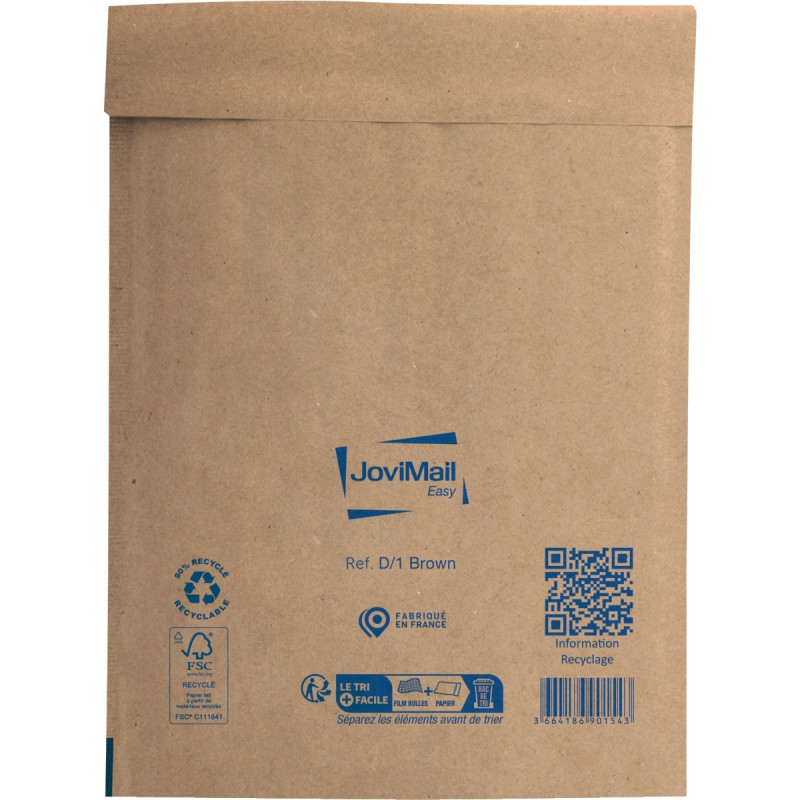 Carton de 100 pochettes bulles papier 180x260mm Kraft