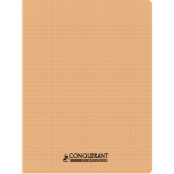 Piqûre 96 pages CONQUERANT, 17x22 cm, seyès, couv PP abricot