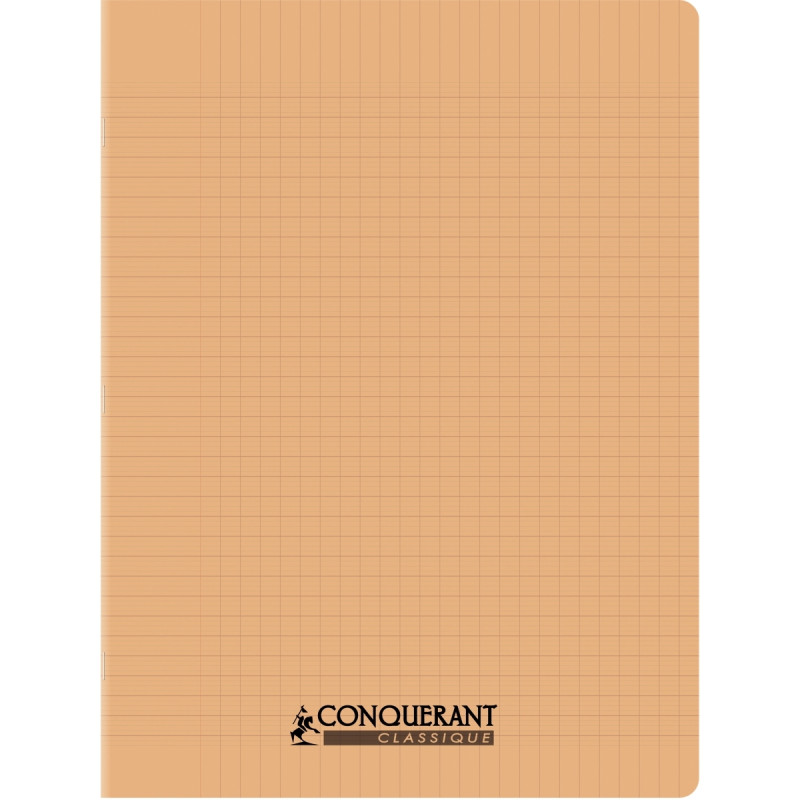 Piqûre 96 pages CONQUERANT, 17x22 cm, seyès, couv PP abricot