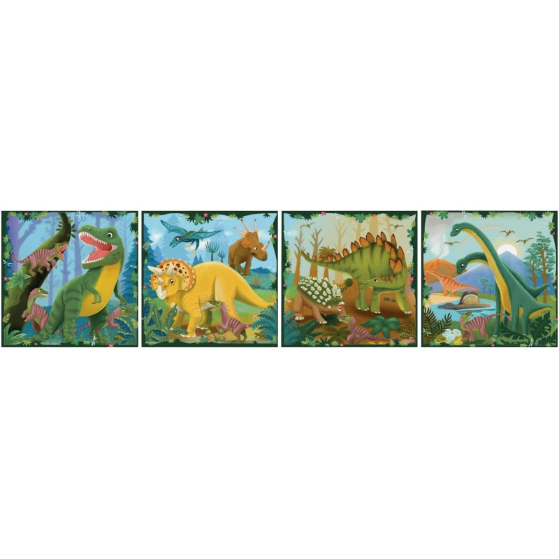 Boite de 4 puzzles UP progressifs, les dinosaures